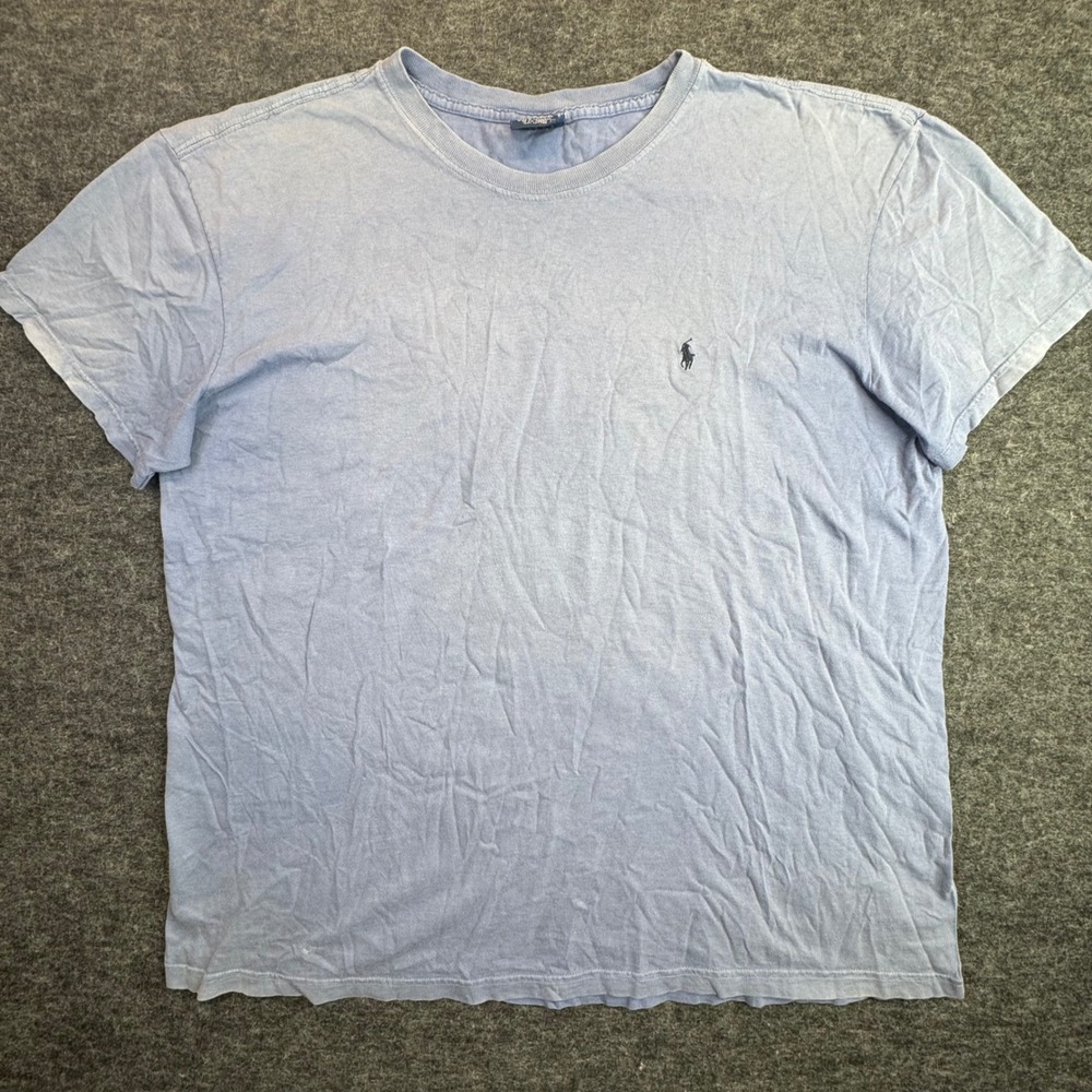 Polo Ralph Lauren T-Shirt Mens Large Blue Faded‎ Short Sleeve Pony Logo